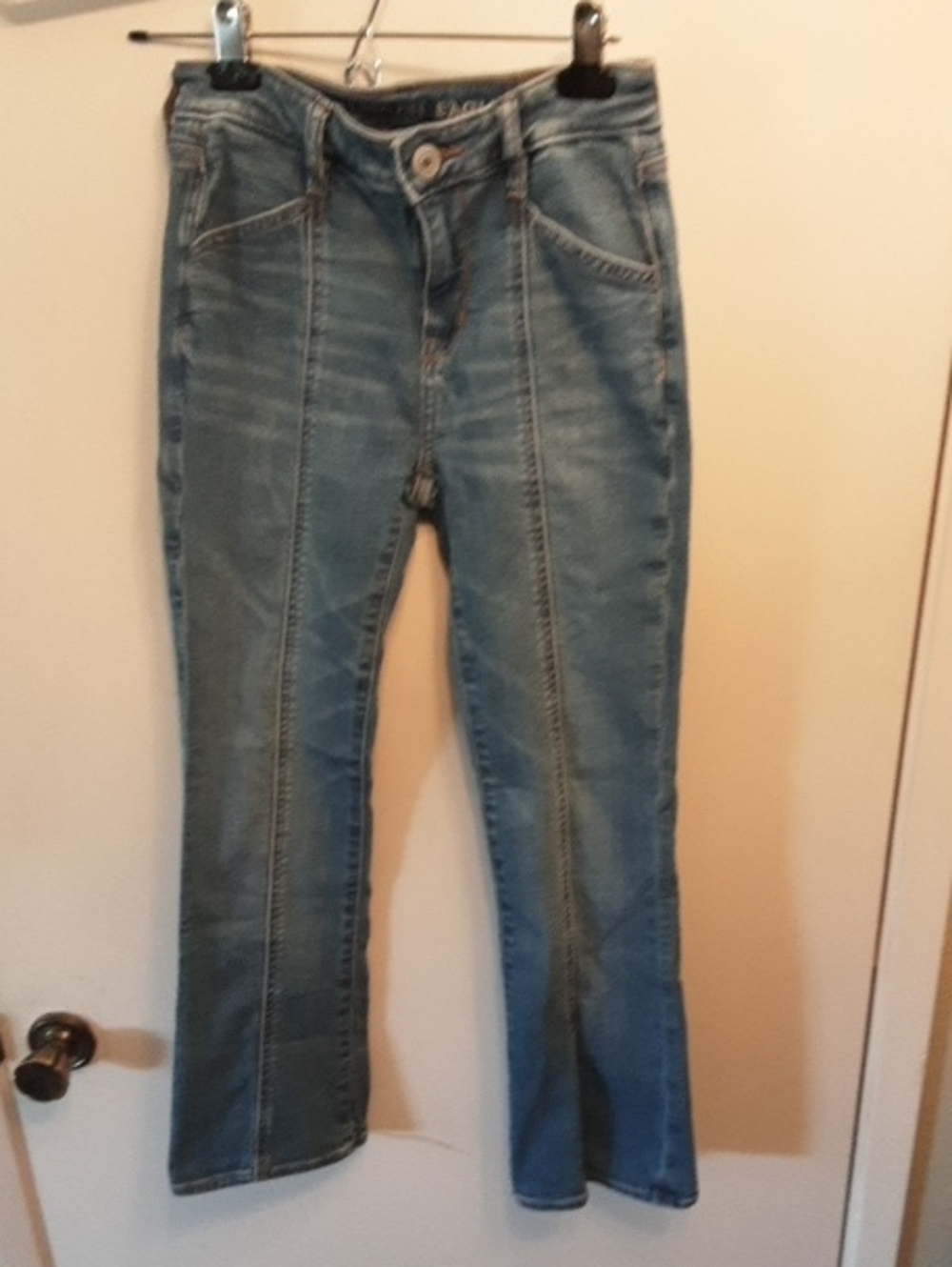 American Eagle Medium Blue Skinny Extra Short Kick Jeans